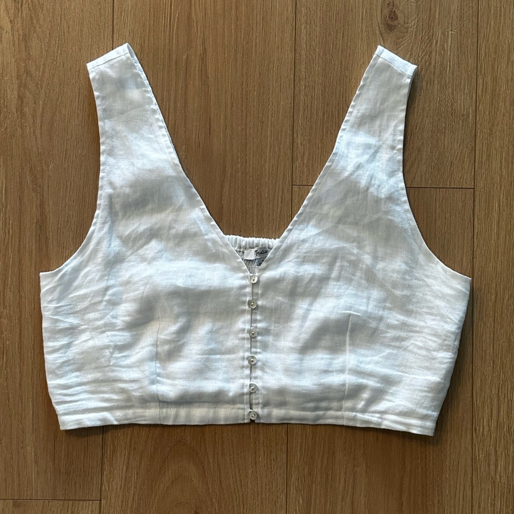 MADEWELL - LINEN BRALET/CROP TOP - WHITE - SIZE 8